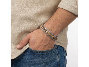 Rudi Odun Jasper Doğal Taşlı Hasır Örgü Zincirli Erkek Çelik Bileklik Rudi Odun Jasper Doğal Taşlı Hasır Örgü Zincirli Erkek Çelik Bileklik