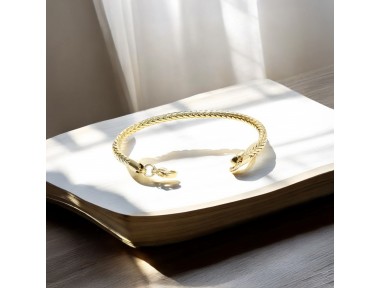 Oval Kral Bakla Örgülü Sarı Çelik Zincir Bileklik 4Mm