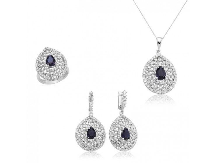 Gümüş Damla Desenli Bayan Set