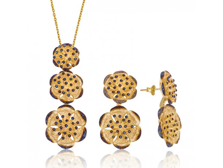 Gümüş Nilüfer Çiçeği Bayan Set Gümüş Nilüfer Çiçeği Bayan Set