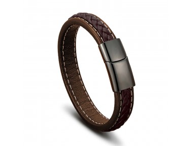 Kahve & Kahve Saç Örgülü Deri Ve Çelik Bileklik