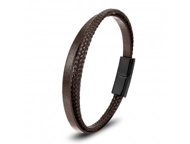 Rudi Kahverengi Deri Ve Saç Örgü İkili Çoklu Çelik Bileklik Rudi Kahverengi Deri Ve Saç Örgü İkili Çoklu Çelik Bileklik