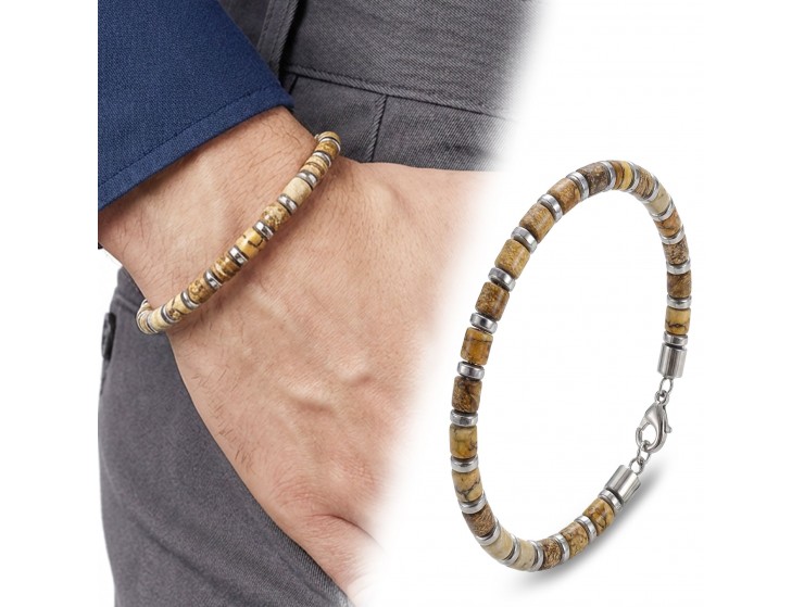 Rudi Odun Jasper & Silver Hematit Taşlı Ayarlanabilir Çelik Zincir Erkek Bileklik Rudi Odun Jasper & Silver Hematit Taşlı Ayarlanabilir Çelik Zincir Erkek Bileklik