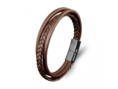 Rudi Kahverengi Deri Erkek Bileklik – Titanyum Çelik Manyetik Kilitli Rudi Kahverengi Deri Erkek Bileklik – Titanyum Çelik Manyetik Kilitli