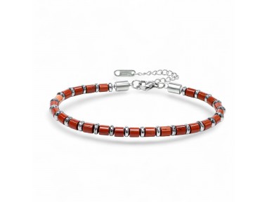 Rudi Kırmızı Jasper & Silver Hematit Taşlı Ayarlanabilir Çelik Zincir Erkek Bileklik Rudi Kırmızı Jasper & Silver Hematit Taşlı Ayarlanabilir Çelik Zincir Erkek Bileklik