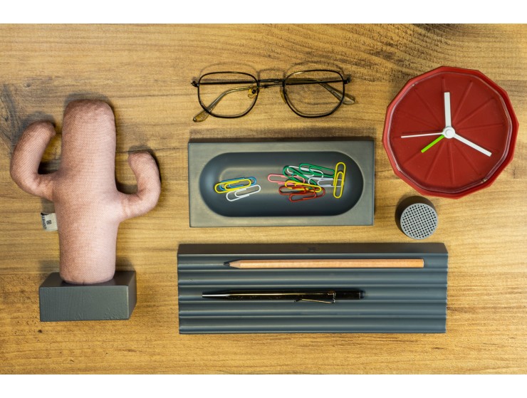 Kayigo Gri Woody Üçlü Ofis Seti- Pembe Kaktüs