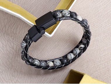 Horkios Doğal Taş Deri Bileklik