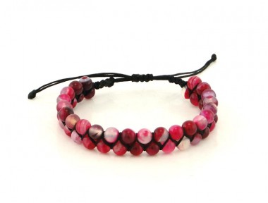 Braid Akik Doğal Taş Bileklik (Pembe)