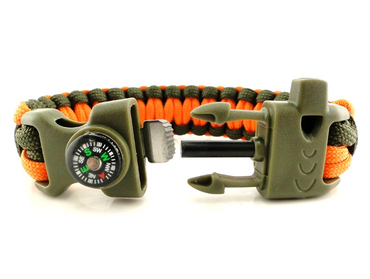 Survival Paracord Bileklik (Yeşil Turuncu)
