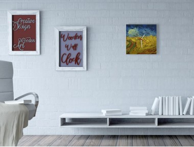 Buğday Tarlası ve Kargalar Ahşap Duvar Saati Buğday Tarlası ve Kargalar Ahşap Duvar Saati