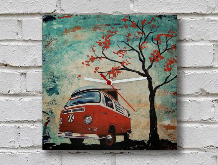 Camper Van Ahşap Duvar Saati Camper Van Ahşap Duvar Saati