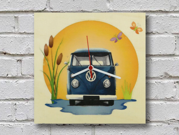 Camper Van Ahşap Duvar Saati III Camper Van Ahşap Duvar Saati III