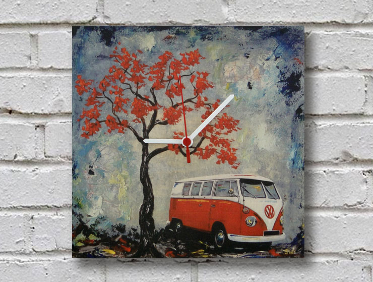Camper Van Ahşap Duvar Saati IV Camper Van Ahşap Duvar Saati IV