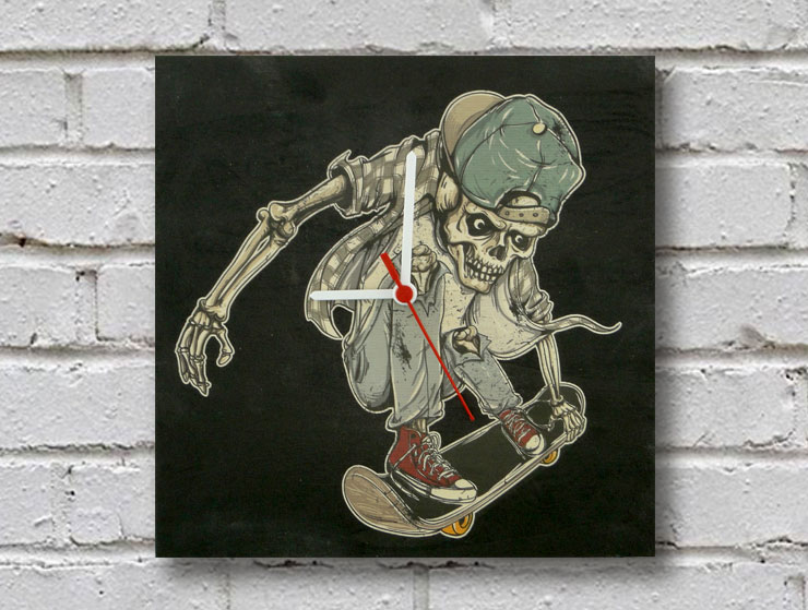 Skateboard Forever Ahşap Duvar Saati