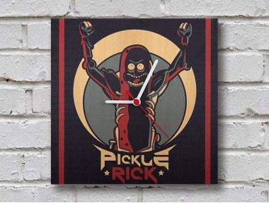 Pickle Rick Ahşap Duvar Saati Pickle Rick Ahşap Duvar Saati