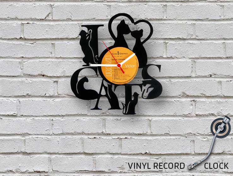 I Love Cats Vinyl Record Duvar Saati I Love Cats Vinyl Record Duvar Saati