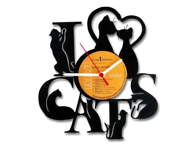 I Love Cats Vinyl Record Duvar Saati I Love Cats Vinyl Record Duvar Saati