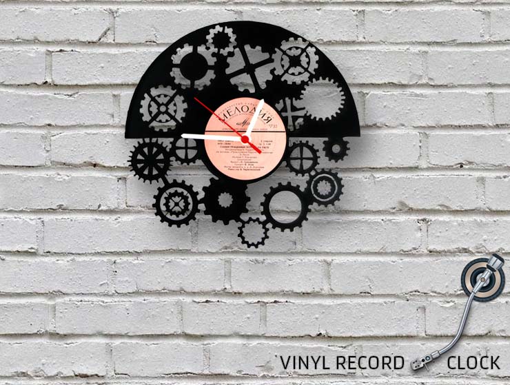 Gear Wheel Vinyl Record Duvar Saati