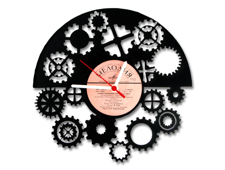 Gear Wheel Vinyl Record Duvar Saati