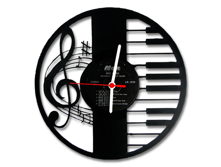 Piano Vinyl Record Duvar Saati Piano Vinyl Record Duvar Saati