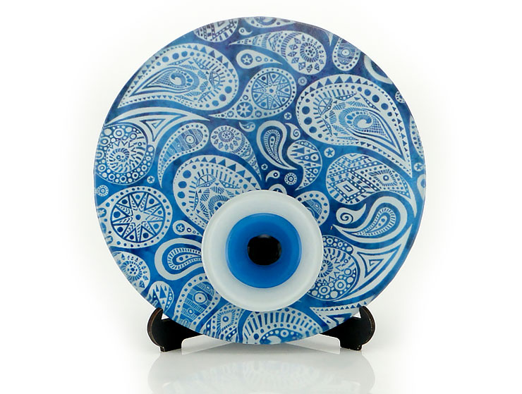 Mandala Masa Üstü Füzyon Cam Nazarlık 16cm