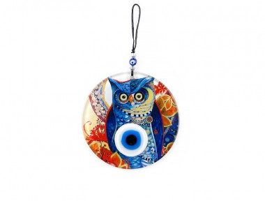 Baykuş Füzyon Cam Nazar Boncuğu 12cm