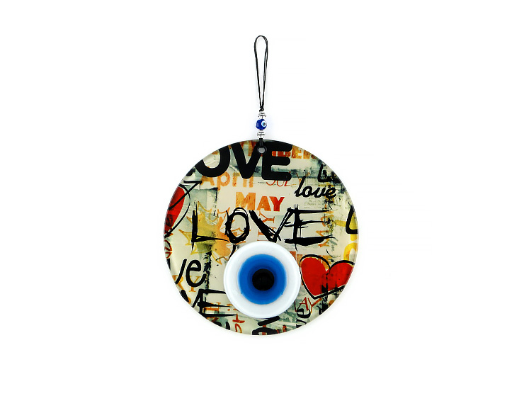Love Füzyon Cam Nazar Boncuğu 12cm Love Füzyon Cam Nazar Boncuğu 12cm