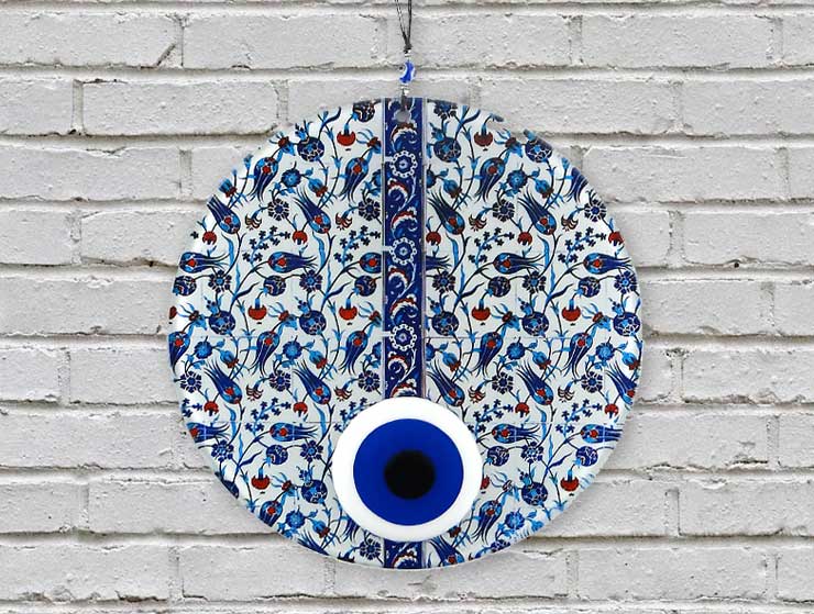 Çini Lale Füzyon Cam Nazar Boncuğu 23cm Çini Lale Füzyon Cam Nazar Boncuğu 23cm