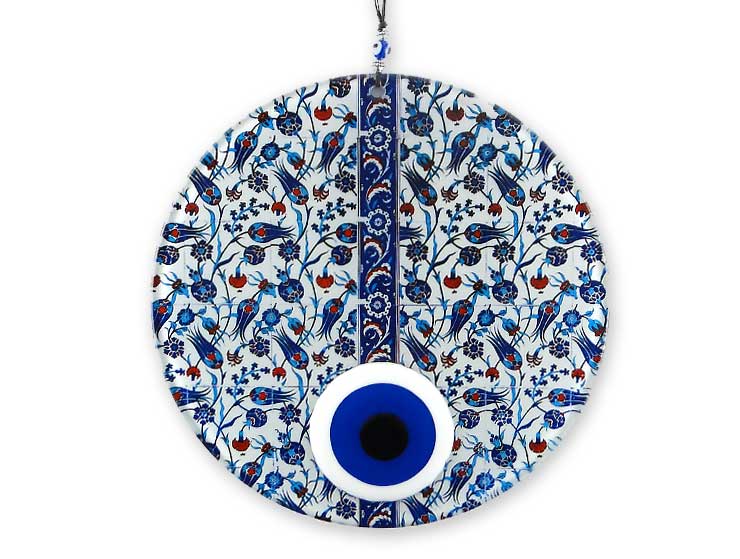 Çini Lale Füzyon Cam Nazar Boncuğu 23cm Çini Lale Füzyon Cam Nazar Boncuğu 23cm