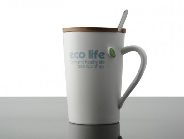 Ahşap Kapaklı Eco Kupa Bardak (Kaşıklı)