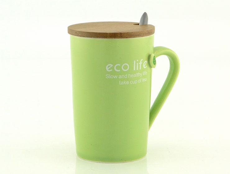 Ahşap Kapaklı Eco Kupa Bardak (Yeşil)
