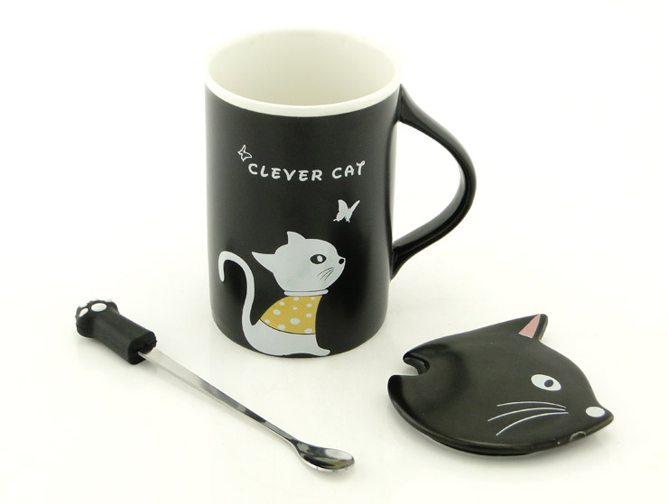 Clever Cat Kupa Bardak (Siyah)