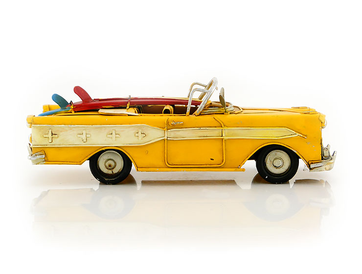 Vintage Cabrio Metal Araba (Sarı)
