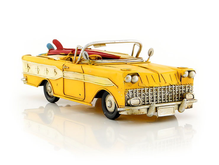 Vintage Cabrio Metal Araba (Sarı)