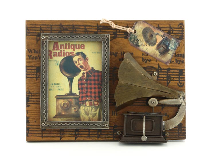 Vintage 3D Gramofon Fotoğraf Çerçevesi