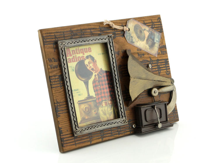 Vintage 3D Gramofon Fotoğraf Çerçevesi